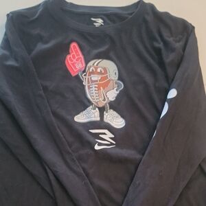 Black Long Sleeve Shirt with Football Graphic